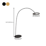 Sleek LED Gold Ring and Arched Metal Floor Lamp Image - 18