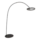 Sleek LED Gold Ring and Arched Metal Floor Lamp Image - 2