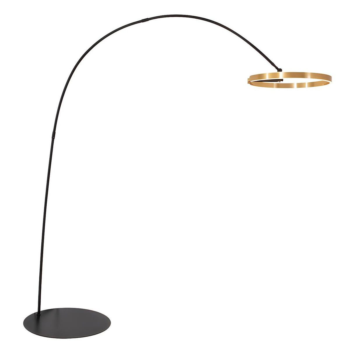 Sleek LED Gold Ring and Arched Metal Floor Lamp Image - 6