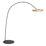 Sleek LED Gold Ring and Arched Metal Floor Lamp Image - 6