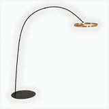 Sleek LED Gold Ring and Arched Metal Floor Lamp Image - 8