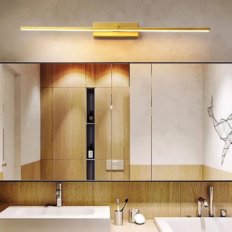 Sleek Linear Bathroom Gold Metal LED Vanity Lights Image - 1