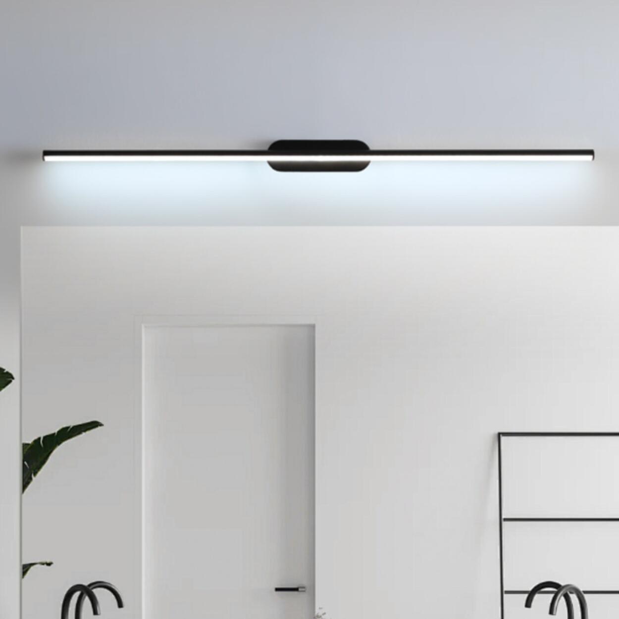 Sleek Minimalist Black Linear LED Vanity Light Image - 2