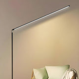 Sleek Minimalist Black Linear Metal LED Floor Lamp Image - 10