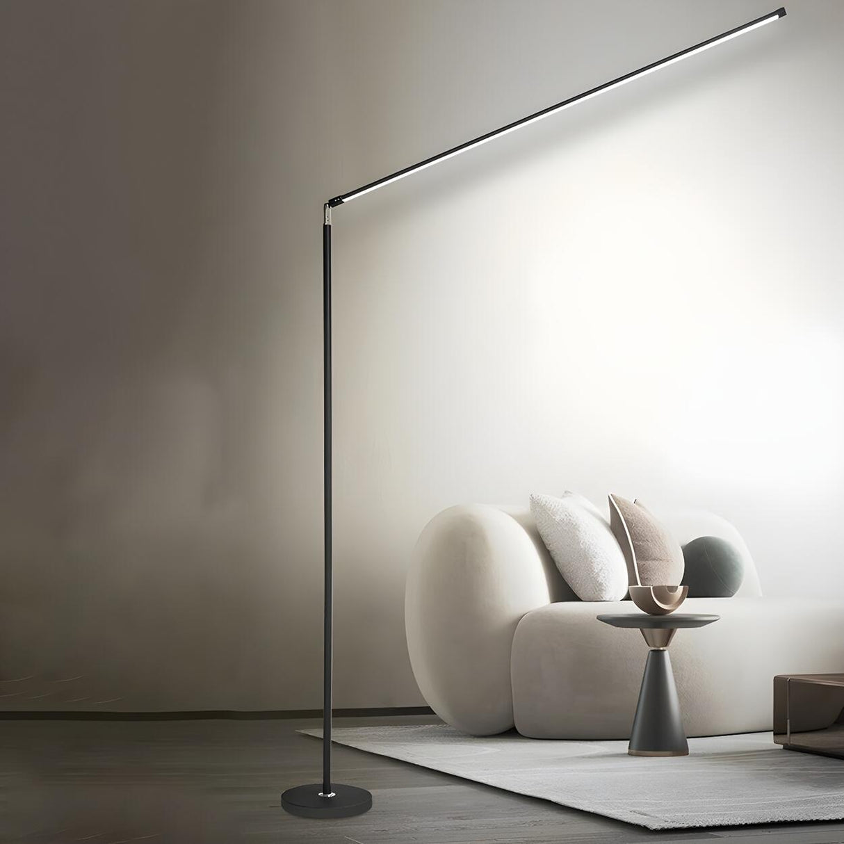 Sleek Minimalist Black Linear Metal LED Floor Lamp Image - 4