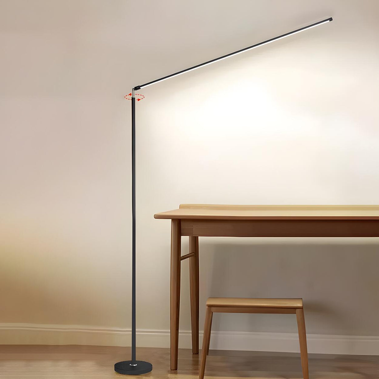 Sleek Minimalist Black Linear Metal LED Floor Lamp Image - 5