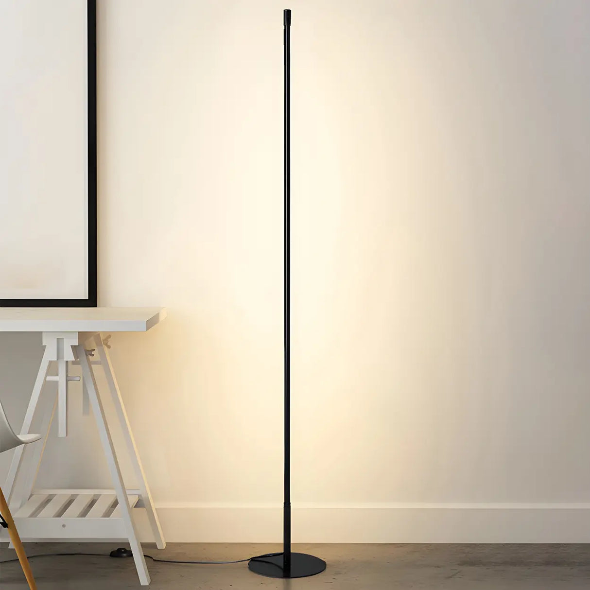 Sleek Minimalist LED Black Linear Metal Floor Lamp Image - 17