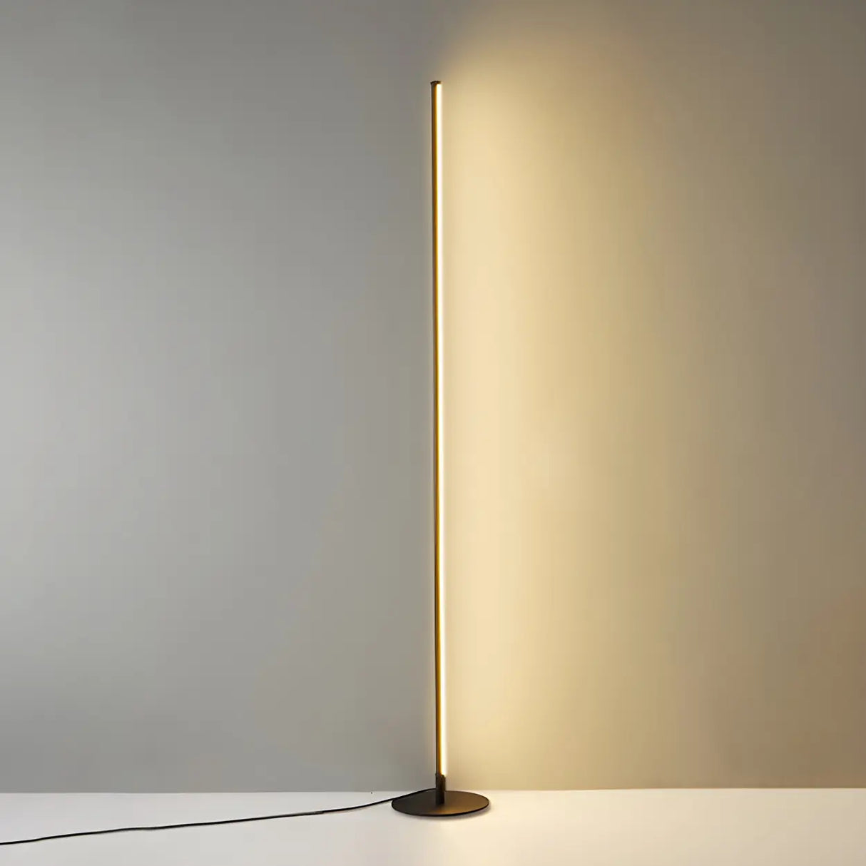 Sleek Minimalist LED Black Linear Metal Floor Lamp Image - 2