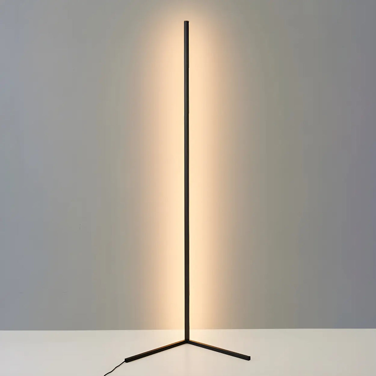 Sleek Minimalist LED Black Linear Metal Floor Lamp Image - 8