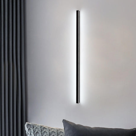 Sleek Modern Black Linear Bedroom Sconce Light Fixture Image - 2