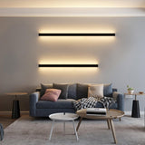 Sleek Modern Black Linear Bedroom Sconce Light Fixture Image - 4