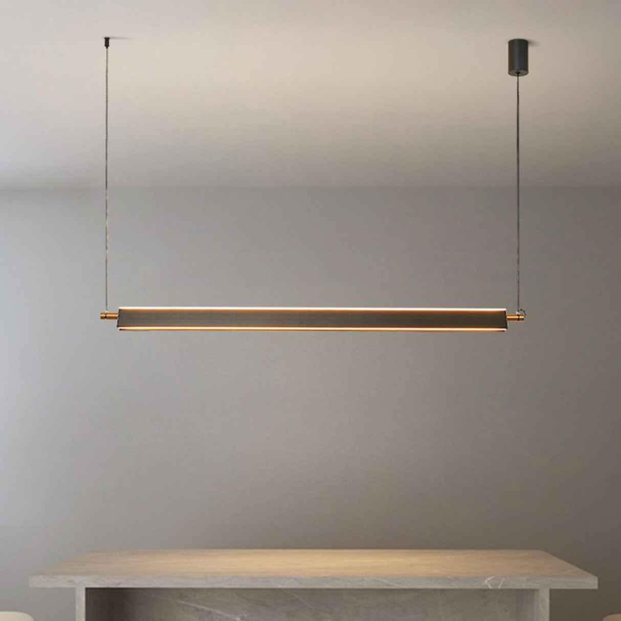 Sleek Modern Black Linear LED Island Pendant Light Image - 4