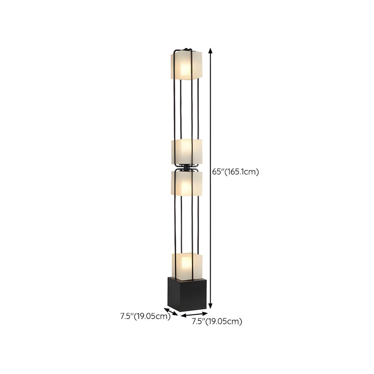 Sleek Modern Black Stacked Square Glass Floor Lamp 