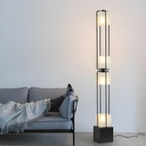 Sleek Modern Black Stacked Square Glass Floor Lamp Image - 3