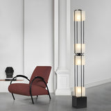 Sleek Modern Black Stacked Square Glass Floor Lamp Image - 4