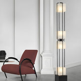 Sleek Modern Black Stacked Square Glass Floor Lamp Image - 6