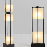 Sleek Modern Black Stacked Square Glass Floor Lamp Image - 9