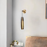 Sleek Modern Gold Cylinder Crystal LED Wall Lamp Image - 3