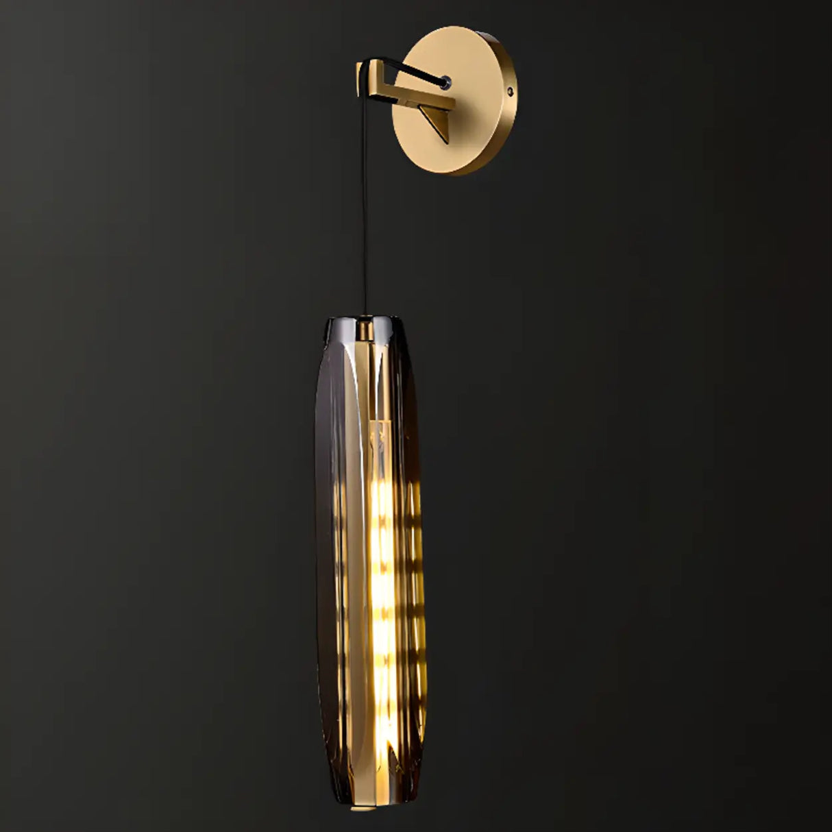 Sleek Modern Gold Cylinder Crystal LED Wall Lamp Image - 5