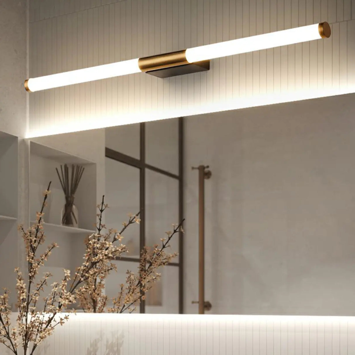 Sleek Modern Gold Linear LED Vanity Wall Light Image - 1