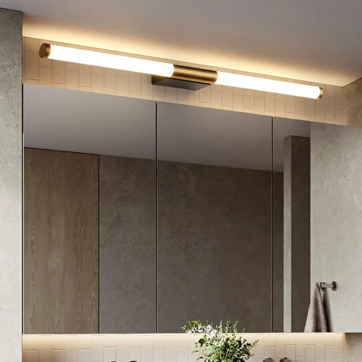 Sleek Modern Gold Linear LED Vanity Wall Light Image - 4