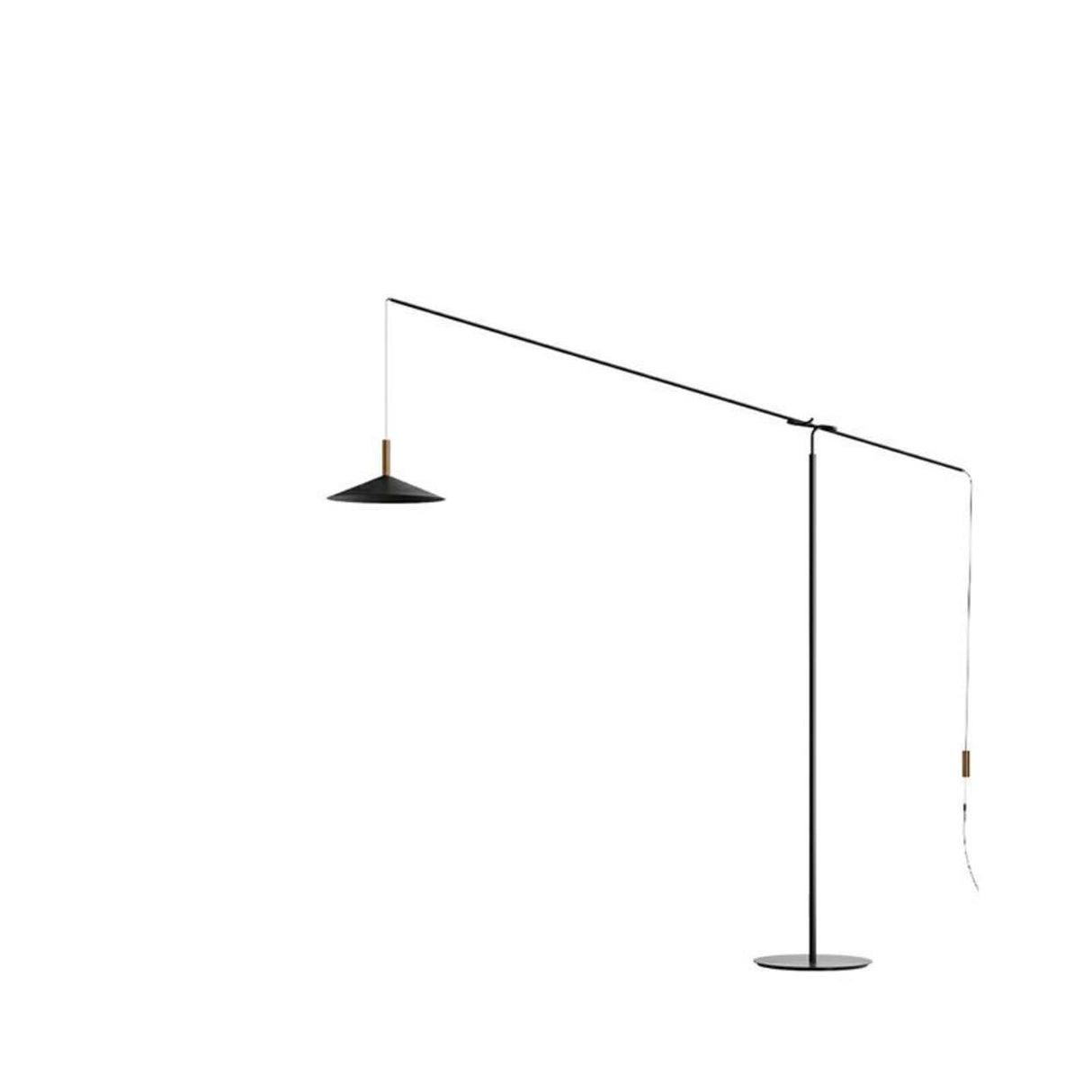 Sleek Modern Long Arm and Black Cone Floor Lamp Image - 2