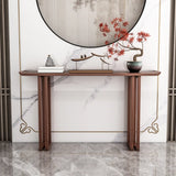 Sleek Pine Wood Walnut Rectangular Entry Console Table Image - 1