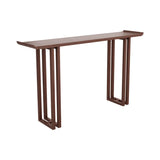 Sleek Pine Wood Walnut Rectangular Entry Console Table Image - 2