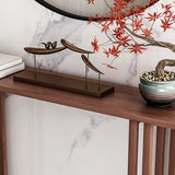 Sleek Pine Wood Walnut Rectangular Entry Console Table Image - 7