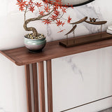 Sleek Pine Wood Walnut Rectangular Entry Console Table Image - 9