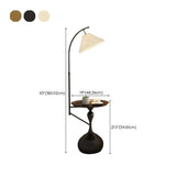 Sleek Pleated Gold Arched Floor Lamp with Side Table #size