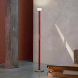 Sleek Red Linear Minimalist Bowl LED Floor Lamp Image - 1