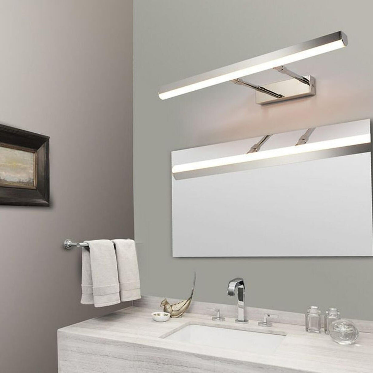 Sleek Retractable Arm Metal Linear LED Vanity Light Image - 5