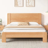 Sleek Rubberwood Natural Headboard King Slat Bed Frame Image - 1