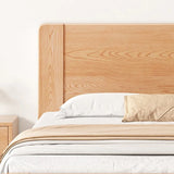 Sleek Rubberwood Natural Headboard King Slat Bed Frame Image - 7