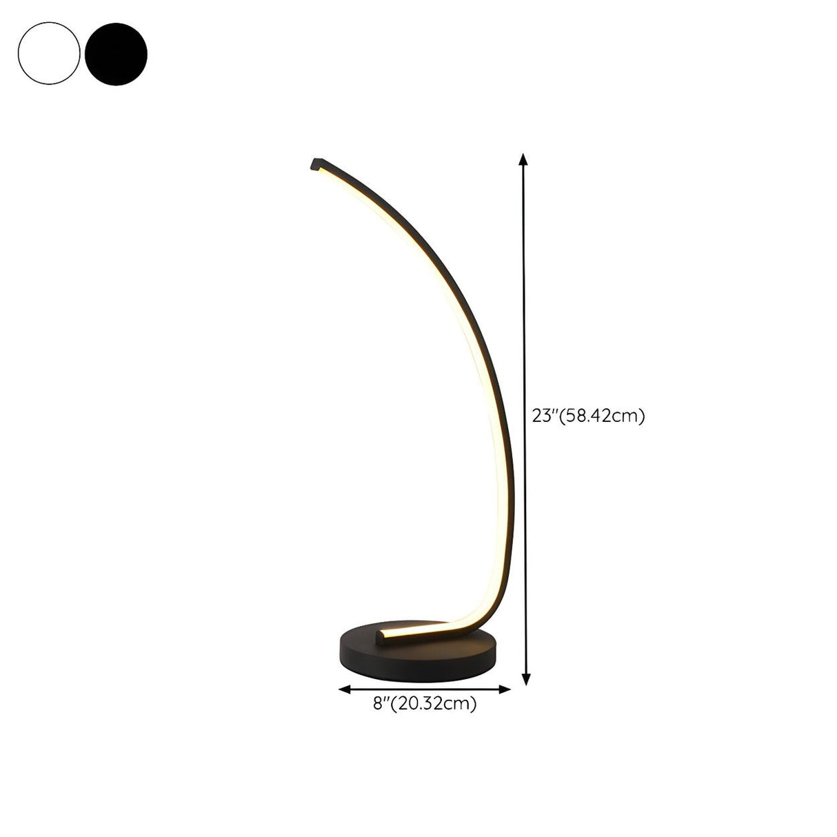 Sleek Simple Curved LED Metal Modern Bedroom Table Lamp 