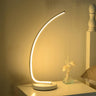 Sleek Simple Curved LED Metal Modern Bedroom Table Lamp Image - 2