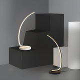 Sleek Simple Curved LED Metal Modern Bedroom Table Lamp Image - 4