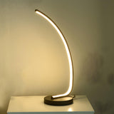 Sleek Simple Curved LED Metal Modern Bedroom Table Lamp Image - 7