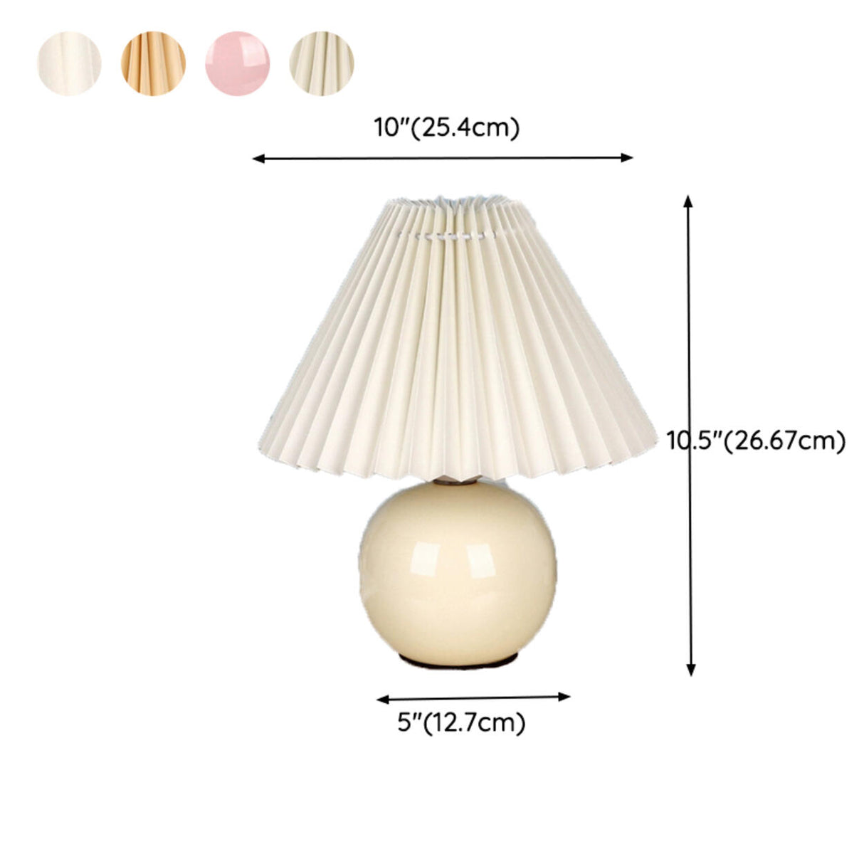 Sleek spherical ceramic pleated lampshade table lamp 