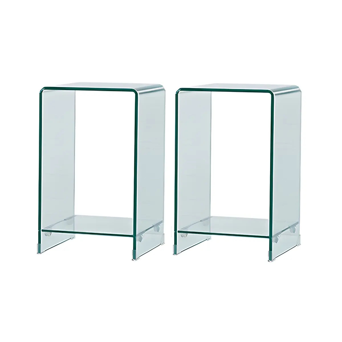 Sleek Square Glass Clear Rectangular Shelf Side Table Image - 10