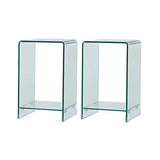 Sleek Square Glass Clear Rectangular Shelf Side Table Image - 10