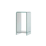 Sleek Square Glass Clear Rectangular Shelf Side Table Image - 12