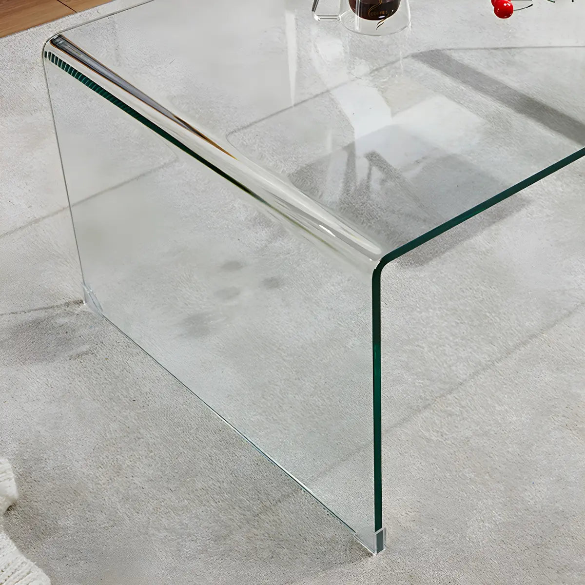 Sleek Square Glass Clear Rectangular Shelf Side Table Image - 13