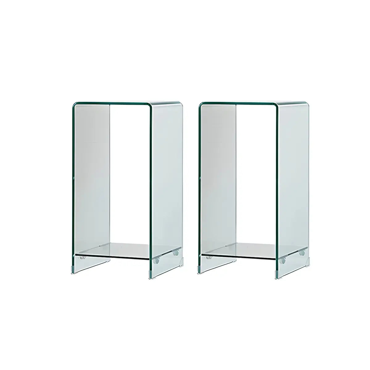 Sleek Square Glass Clear Rectangular Shelf Side Table Image - 14