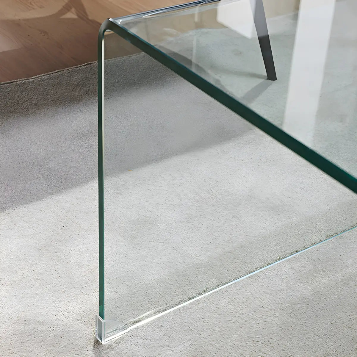 Sleek Square Glass Clear Rectangular Shelf Side Table Image - 15