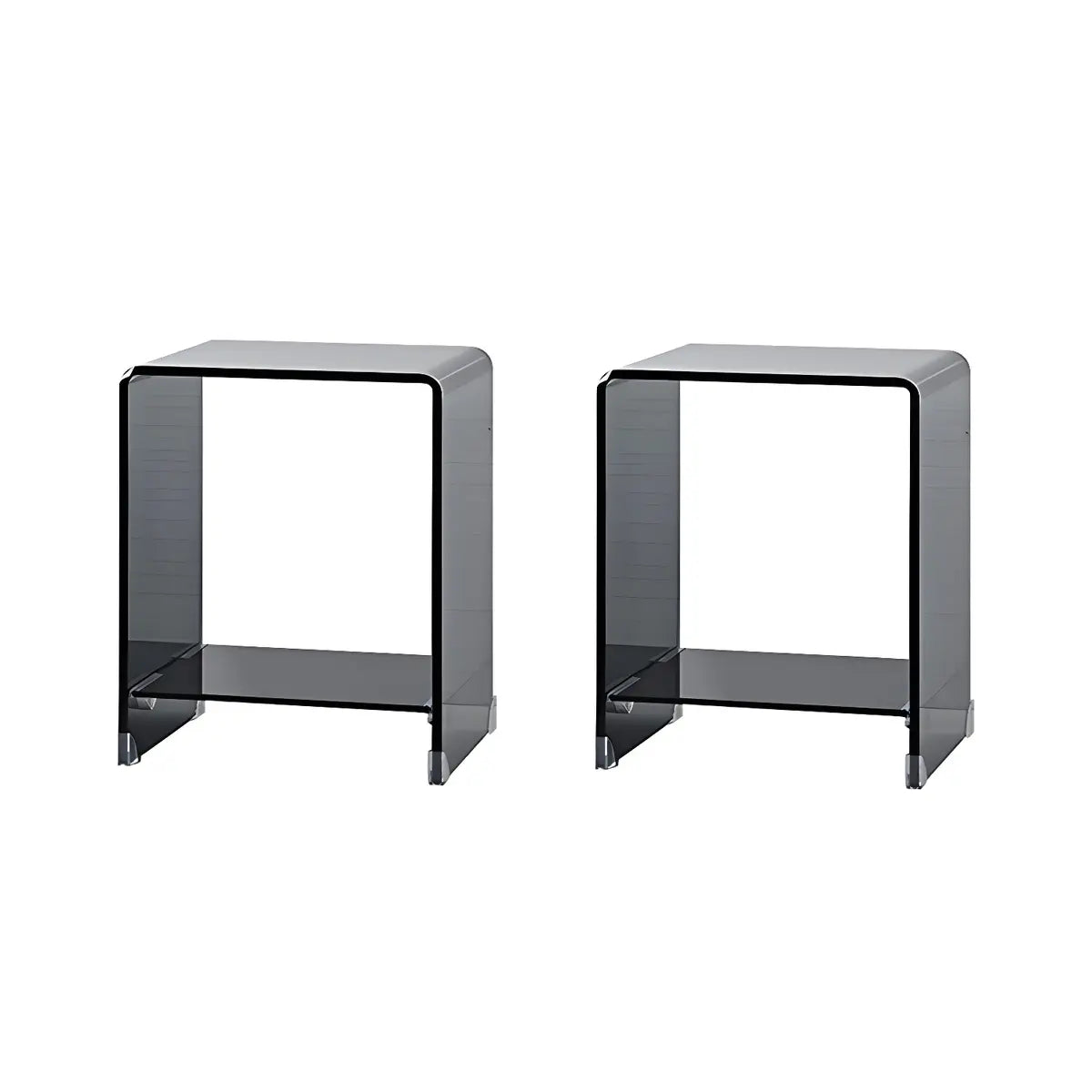 Sleek Square Glass Clear Rectangular Shelf Side Table Image - 20