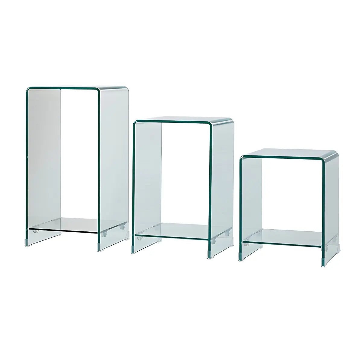 Sleek Square Glass Clear Rectangular Shelf Side Table Image - 21