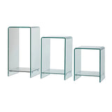 Sleek Square Glass Clear Rectangular Shelf Side Table Image - 21