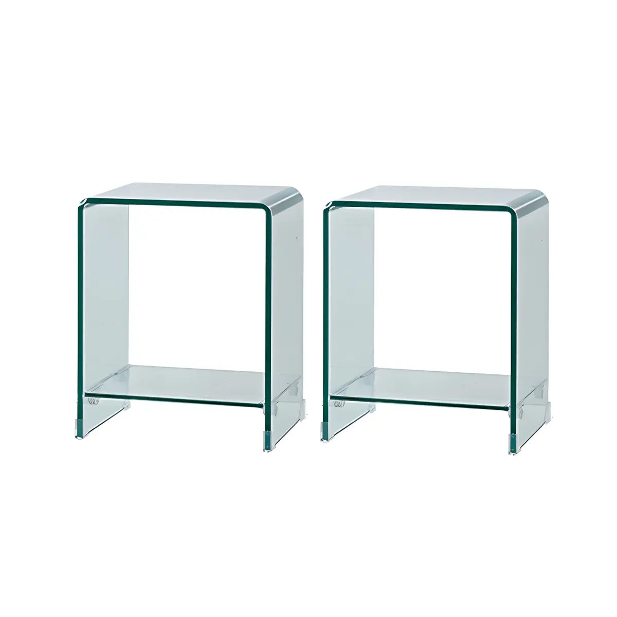 Sleek Square Glass Clear Rectangular Shelf Side Table Image - 23